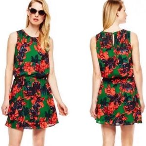Vince Camuto Green Floral Sleeveless Cinched Dress